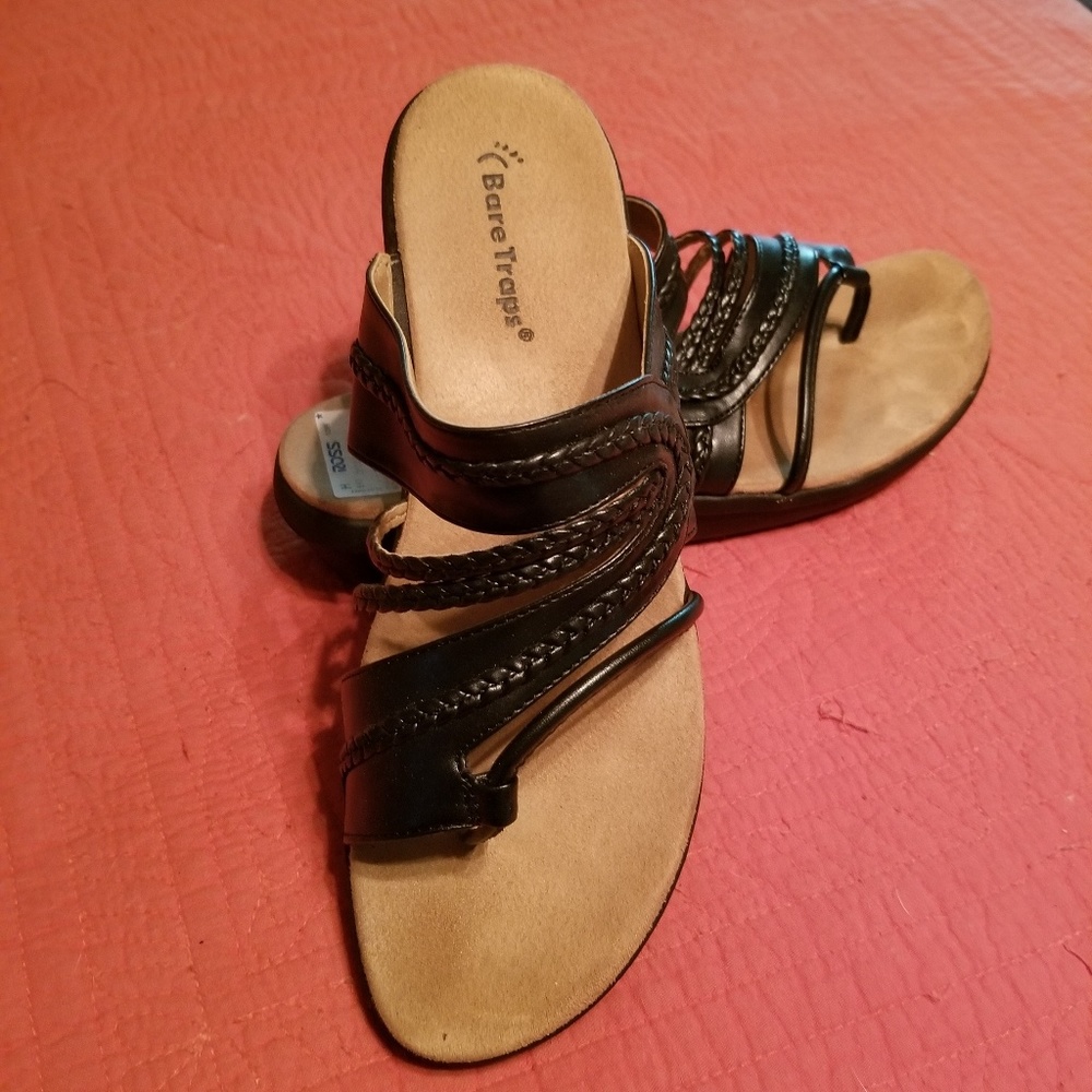 Black leather sandals